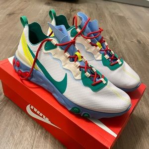 Nike React Element 55, size 11, multicolour. Excellent condition, in box.